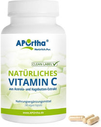 APOrtha Vitamin C Kapseln mit Acerola und Hagebutte Bio ohne Zusatzstoffe – Bild 1 von 1