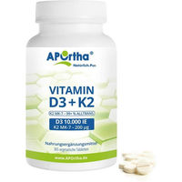 Produktbild von APOrtha Vitamin D3 10000 IE und Natto Vitamin K2 MK-7 Cyclo Tabletten vegan und vegetarisch