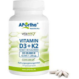 APOrtha Vitamin D3 20.000 IE mit K2 MK7 200 µg Kapseln 120 Stück – Bild 1 von 1