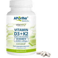 Produktbild von APOrtha Vitamin D3 20.000 IE mit K2 MK7 200 µg Kapseln 120 Stück
