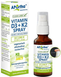APOrtha Vitamin D3 2000 IE und Vitamin K2 MK-7 20 µg Mundspray vegetarisch zuckerfrei bio ohne Zusatzstoffe – Bild 1 von 1