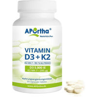 Produktbild von APOrtha Vitamin D3 5000 IE + Natto Vitamin K2 MK-7 Cyclo 200 µg Tabletten vegan vegetarisch