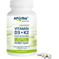 Produktbild von APOrtha Vitamin D3 5000 IE und Vitamin K2 MK-7 Cyclo 200 µg Kapseln vegan vegetarisch 120 Stück