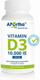 APOrtha Vitamin D3 Depot Kapseln 10000 IE vegetarisch ohne Zusatzstoffe 120 Stück – Bild 1 von 1