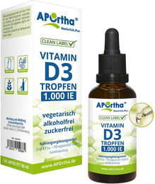 APOrtha Vitamin D3 Tropfen 1000 IE Bio vegetarisch ohne Zusatzstoffe – Bild 1 von 1