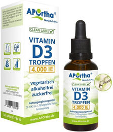 APOrtha Vitamin D3 Tropfen 4000 IE Bio vegetarisch zuckerfrei ohne Zusatzstoffe – Bild 1 von 1