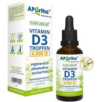 Produktbild von APOrtha Vitamin D3 Tropfen 4000 IE Bio vegetarisch zuckerfrei ohne Zusatzstoffe