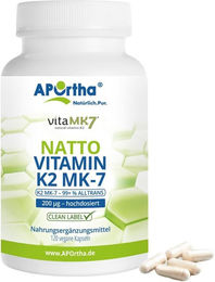 APOrtha vitaMK7 Vitamin K2 MK-7 Kapseln 200 µg vegan bio ohne Zusatzstoffe 120 Kapseln – Bild 1 von 1