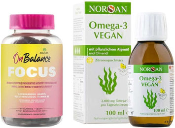 Aquilea Onbalance Focus Gummies und Norsan Omega-3 Algenöl vegan – Bild 1 von 1