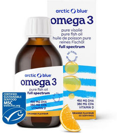 Arctic Blue Full Spectrum Omega 3 Fischöl mit Vitamin D 1000 flüssig ohne Zusatzstoffe für Kinder und Erwachsene – Bild 1 von 1