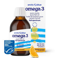 Produktbild von Arctic Blue Full Spectrum Omega 3 Fischöl mit Vitamin D 1000 flüssig ohne Zusatzstoffe für Kinder und Erwachsene