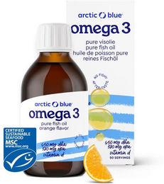Arctic Blue Omega 3 DHA und EPA Fischöl mit Vitamin D3 Flüssig 250 ml für Erwachsene Kinder und Schwangere sowie Stillende – Bild 1 von 1
