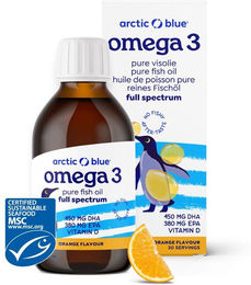 Arctic Blue Omega 3 DHA und EPA Fischöl mit Vitamin D3 flüssig zuckerfrei und ohne Zusatzstoffe für Kinder Erwachsene sowie Schwangere und Stillende – Bild 1 von 1