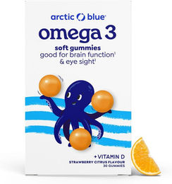 Arctic Blue Omega-3-Gummis mit DHA, EPA und Vitamin D3 zuckerfrei für Erwachsene, Kinder sowie Schwangere und Stillende – Bild 1 von 1