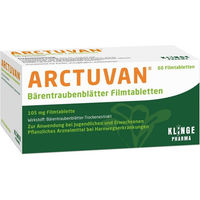 Produktbild von Arctuvan Bärentraubenblätter Filmtabletten von Klinge Pharma mit pflanzlichem Ursprung 60 Stück