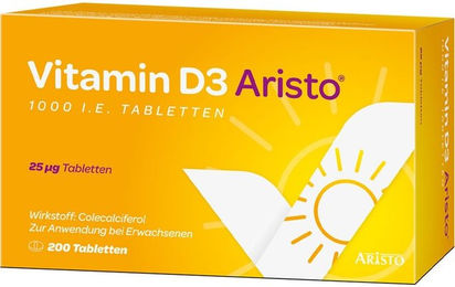 Aristo Pharma Vitamin D3 1000 I.E. Tabletten 200 Stück für Erwachsene – Bild 1 von 1