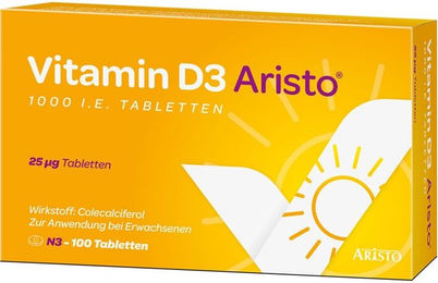 Aristo Pharma Vitamin D3 Tabletten 1000 I.E. 100 Stück für Erwachsene – Bild 1 von 2