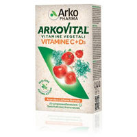 Produktbild von ARKVITAL Vitamin C + D3 Brausetabletten mit Acerola und Hagebutte, 20 Stück, glutenfrei, für Kinder und Erwachsene