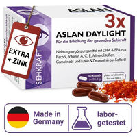 Produktbild von ASLAN Augenvitamine-Komplex mit Lutein, Zeaxanthin, DHA und Zink, 60 Kapseln für Erwachsene, glutenfrei und laktosefrei