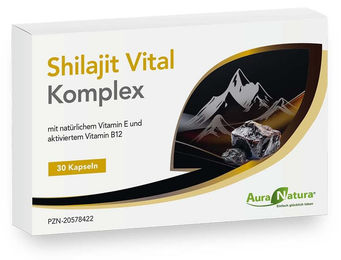 Aura Natura Shilajit Vital Komplex Kapseln mit Mineralstoffen, Vegan, 30 Stück – Bild 1 von 2