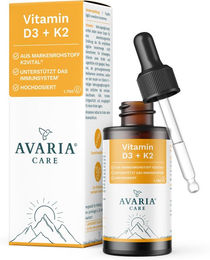 AVARIA CARE Vitamin D3 K2 Tropfen mit K2VITAL all-trans und MCT Öl vegan glutenfrei laktosefrei – Bild 1 von 2