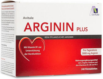 Avitale Arginin plus mit Vitamin B-Komplex L-Arginin Tabletten glutenfrei und laktosefrei 240 Stück – Bild 1 von 3