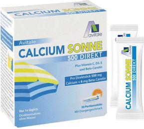 Avitale Calcium Sonne 500 Direkt Granulat mit Orangengeschmack, 30 Sticks, glutenfrei und laktosefrei – Bild 1 von 2