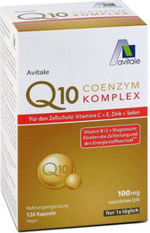 Avitale Coenzym Q10 Komplex mit 100 mg Ubiquinon und Vitamin C Kapseln glutenfrei 120 Stück – Bild 1 von 2