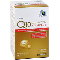 Produktbild von Avitale Coenzym Q10 Komplex mit 100 mg Ubiquinon und Vitamin C Kapseln glutenfrei 120 Stück