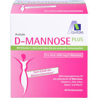Produktbild von Avitale D-Mannose Plus 2000 mg Sticks mit Vitaminen und Mineralstoffen pflanzlicher Ursprung 60 x 2,47 g Pulver