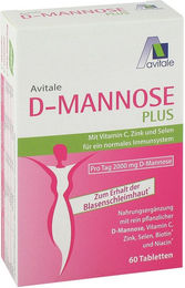 Avitale D-Mannose Plus 2000 mg Tabletten mit Niacin und Biotin glutenfrei und laktosefrei 60 Stück – Bild 1 von 2