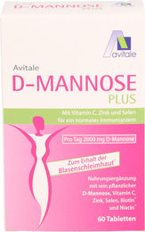 Avitale D-Mannose Plus 2000 mg Tabletten mit Vitaminen und Mineralstoffen pflanzlicher Ursprung 60 Stück – Bild 1 von 1