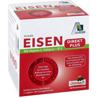 Produktbild von Avitale Eisen Direkt Plus Pulver mit Vitamin C, Folsäure und B12 in Sticks für Frauen, Männer sowie Schwangere und Stillende