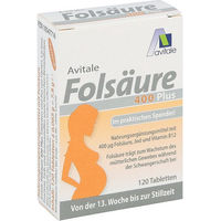 Produktbild von Avitale Folsäure 400 Plus mit Vitamin B12 und Jod Tabletten vegan glutenfrei laktosefrei