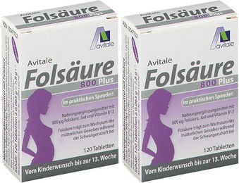 Avitale Folsäure 800 Plus B12 und Jod Tabletten für Frauen 240 Stück – Bild 1 von 4