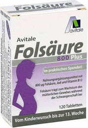Avitale Folsäure 800 Plus mit Vitamin B12 und Jod Tabletten – Bild 1 von 4