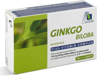 Avitale Ginkgo Biloba 100 mg mit Vitamin C, E, B1 und Folsäure Kapseln – Bild 1 von 2
