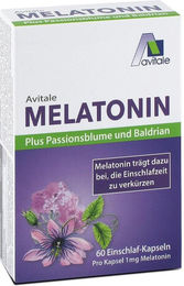 Avitale GmbH Melatonin mit Passionsblume und Baldrian Kapseln vegan 60 Stück – Bild 1 von 3