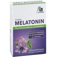 Produktbild von Avitale GmbH Melatonin mit Passionsblume und Baldrian Kapseln vegan 60 Stück