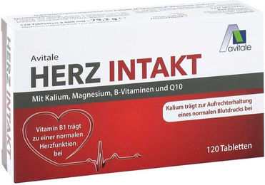 Avitale Herz Intakt Mineralstoff-Komplex mit Kalium, Magnesium, B-Vitaminen und Q10 Tabletten, 180 Stück, vegan, glutenfrei, laktosefrei – Bild 1 von 1