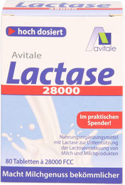 Avitale Lactase 28000 FCC Tabletten vegan und glutenfrei 80 Stück – Bild 1 von 1