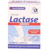 Produktbild von Avitale Lactase 28000 FCC Tabletten vegan und glutenfrei 80 Stück