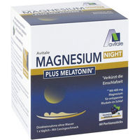 Produktbild von Avitale Magnesium Night Plus mit 1 mg Melatonin Direktsticks, zuckerfrei, glutenfrei und laktosefrei, 60 Stück