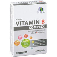Produktbild von Avitale Vitamin B Komplex Kapseln 60 Stück glutenfrei und laktosefrei für Sportler sowie Schwangere und Stillende