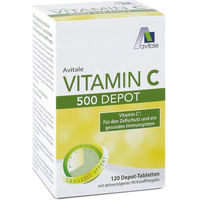 Produktbild von Avitale Vitamin C 500 mg Ascorbinsäure Depot Tabletten 120 Stück glutenfrei und laktosefrei