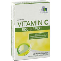 Produktbild von Avitale Vitamin C 500 mg Depot Tabletten mit Ascorbinsäure, 60 Stück, glutenfrei und laktosefrei
