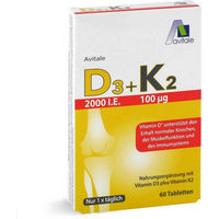 Produktbild von Avitale Vitamin D3+K2 2000 I.E. Tabletten 60 Stück glutenfrei laktosefrei ohne Zusatzstoffe