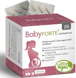 BabyFORTE Folsäure Plus Kapseln vegan für Schwangere und Stillende 180 Stück – Bild 1 von 2