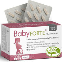 Produktbild von BabyFORTE Folsäure Plus Kapseln vegan für Schwangere und Stillende 180 Stück
