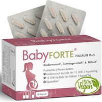 Produktbild von BabyFORTE Folsäure Plus Quatrefolic vegan Kapseln für Frauen, Schwangere und Stillende